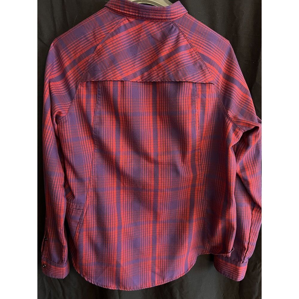 WOOLRICH‎ Women's Shirt size Med Plaid Purple/Red Long-Sleeve Vented Snap Front - Picture 6 of 10